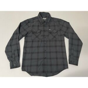 Dixxon Flannel RARE "The‎ Grayscale" Mens XS Pearl Snap Plaid Gray Black L/S